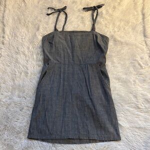 Cotton Express Gray Striped Mini Dress